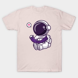 Cute Astronaut With Space Slime Cartoon T-Shirt